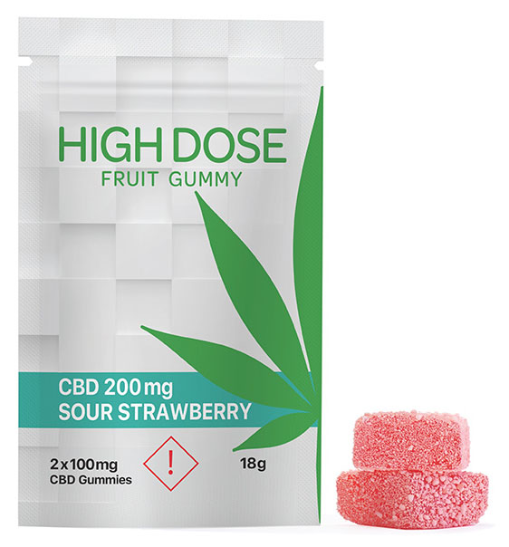 High Dose CBD Sour Strawberry Gummy 200mg CBD